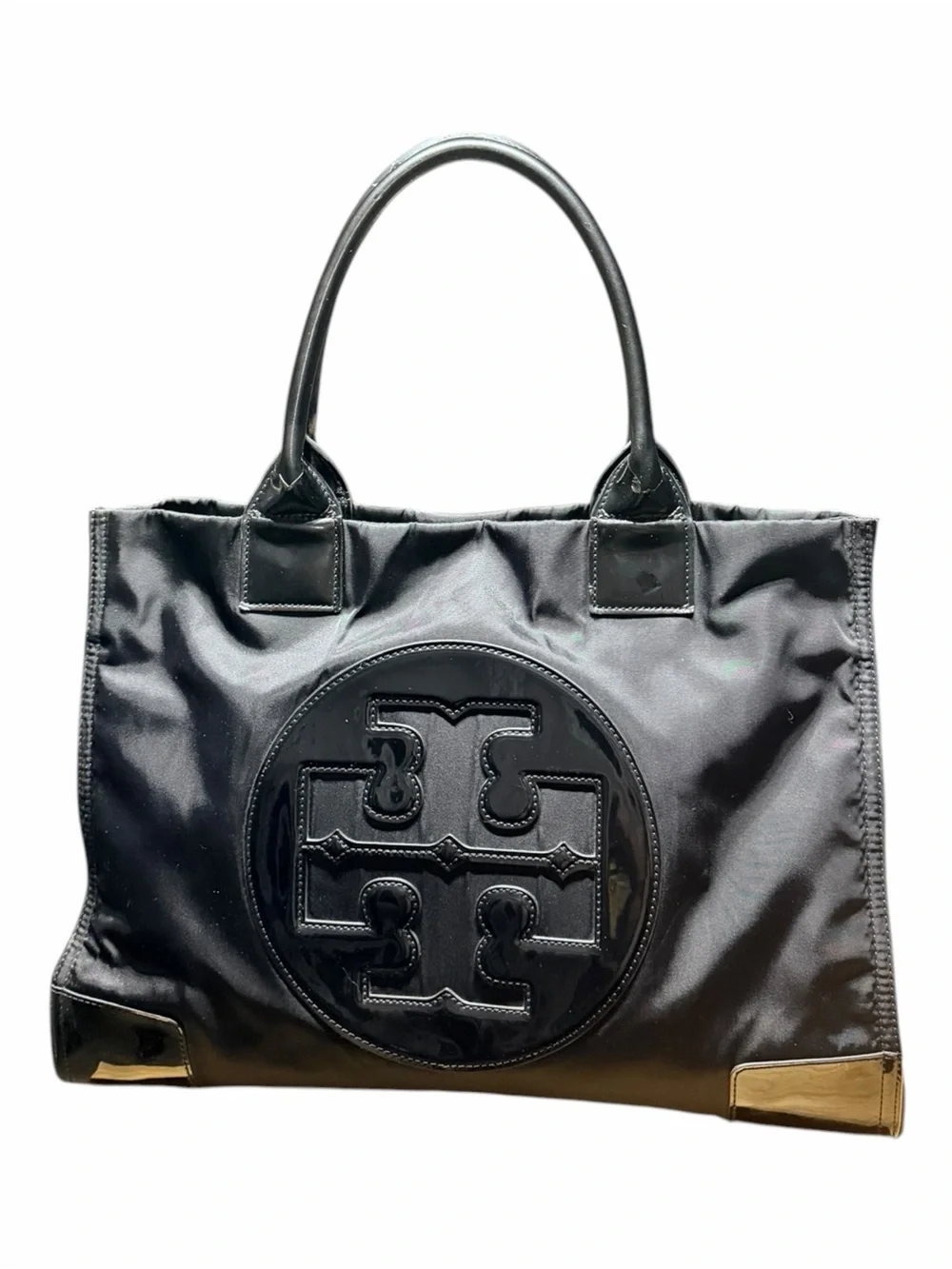Tory Burch Large Ella Tote in Black Nylon